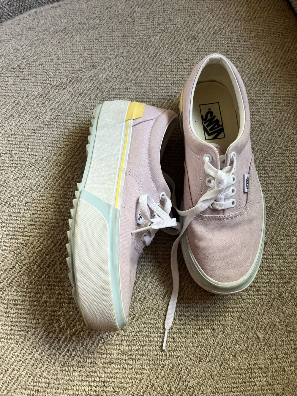 Vans Women's Pastel Pink Canvas Low-Top Sneakers with White Laces